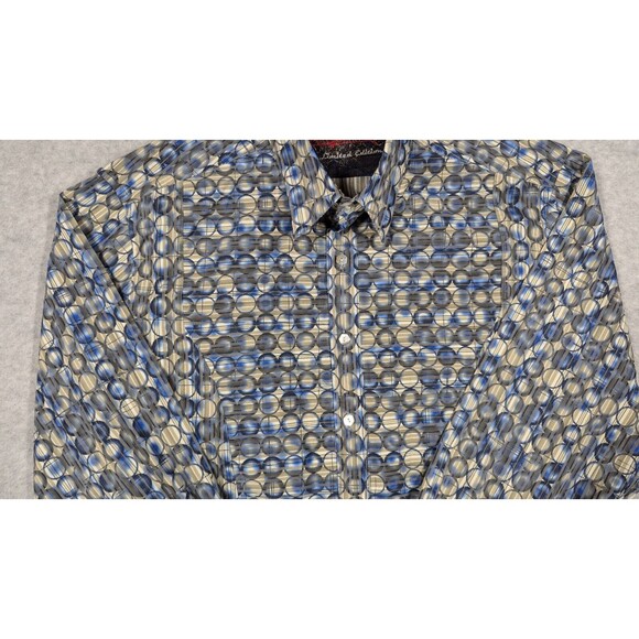 Robert Graham Men Dress Shirt XL Limited Edition 599/700 Flip Cuff Geo Grid - Picture 2 of 13